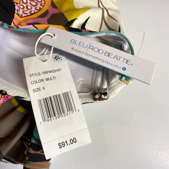 NWT Bleu Rod Beattie Women's Strapless Floral Print Bikini Top, Size 6 - Picture 5 of 9